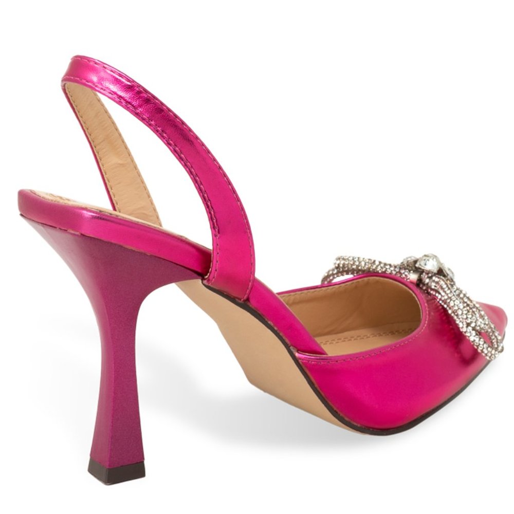 Women’s Rhinestone Bow Slingback Pointed Toe Heel Pumps - Picture 3 of 4